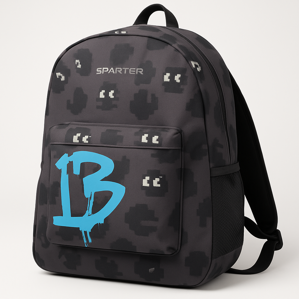 Urban Gray Backpack with Bold Blue ‘B’ Logo: Stylish & Durable Everyday Style & Stylish Carry - BAGGY 1